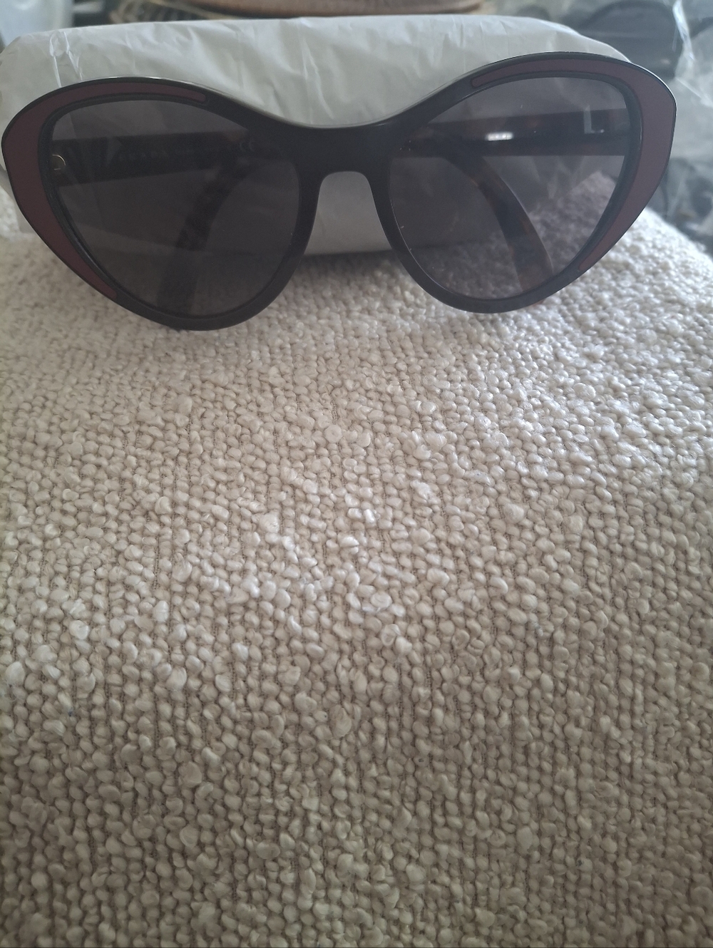 PRADA SYR14U YEO -6x1 Cat Eye Ladies Sunglaasses Burgundy/ Brown Tootsie 55mm